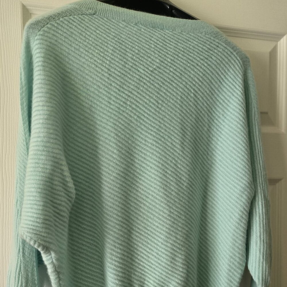 Garnet Hill Cashmere Dolman Sleeve Sweater Light Turquoise Size L